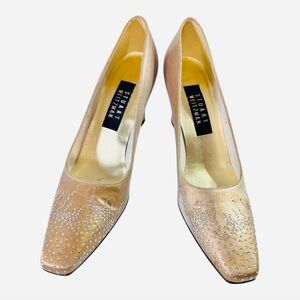 Stuart Weitzman Gold Glitter Evening Pumps Heels Size 6 Made in Spain